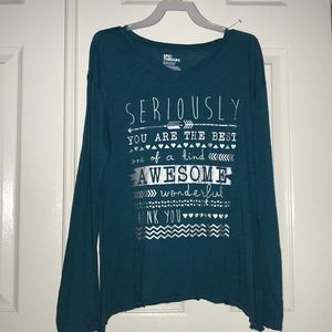 Ocean Blue Metallic Long Sleeve Tee